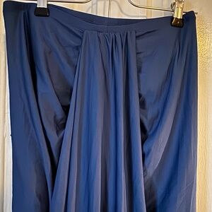Elegant Blue Draped midi Skirt